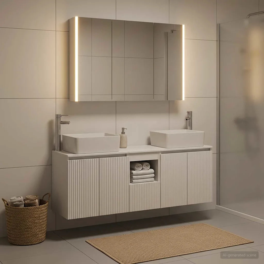Set di Armadi da Bagno 4 pcs Bianco Legno ingegnerizzato 3406423