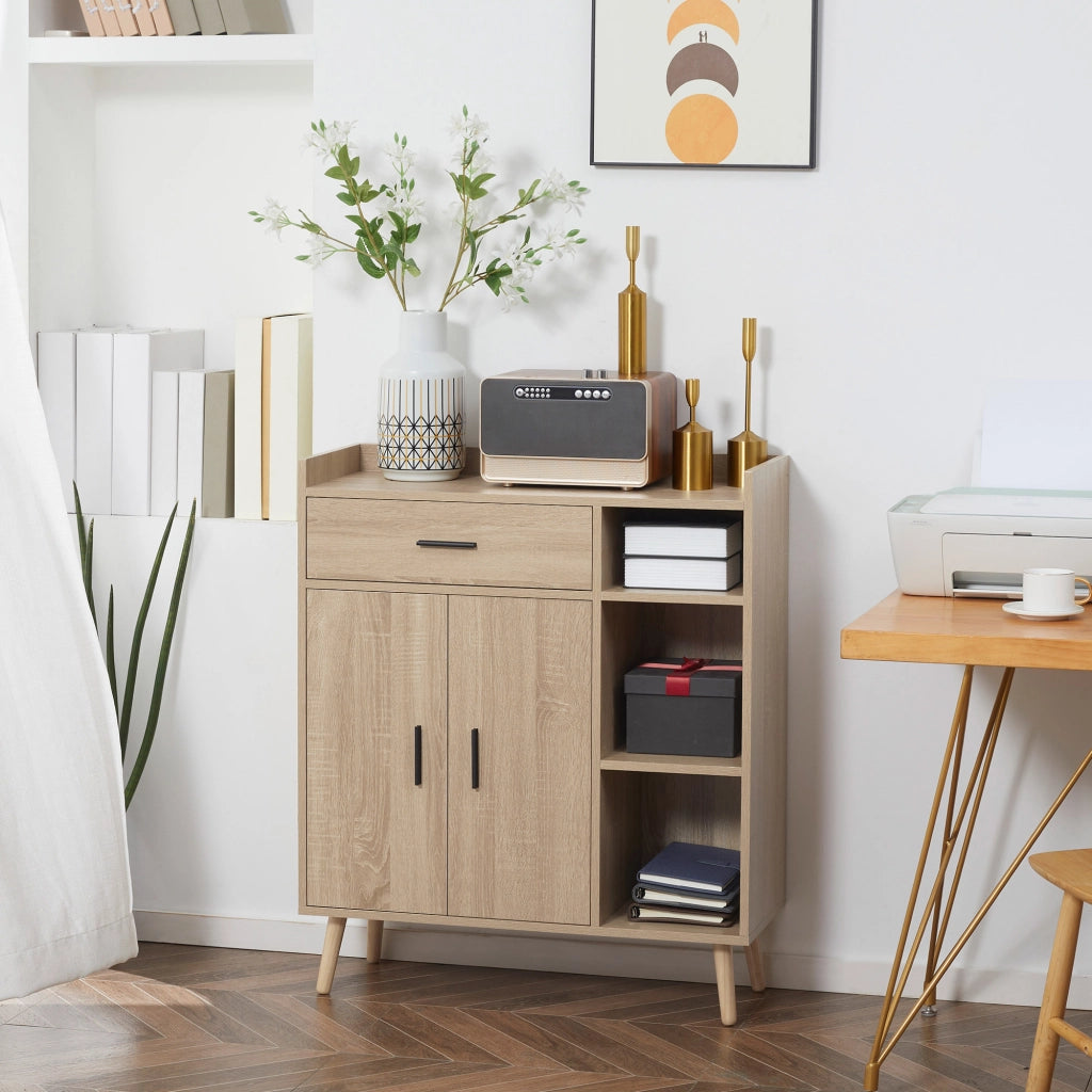 Mobile Ingresso Moderno ¨C Xylo ¨C 2 Ante 1 Cassetto 3 Ripiani Legno Naturale 80x30x96,5cm