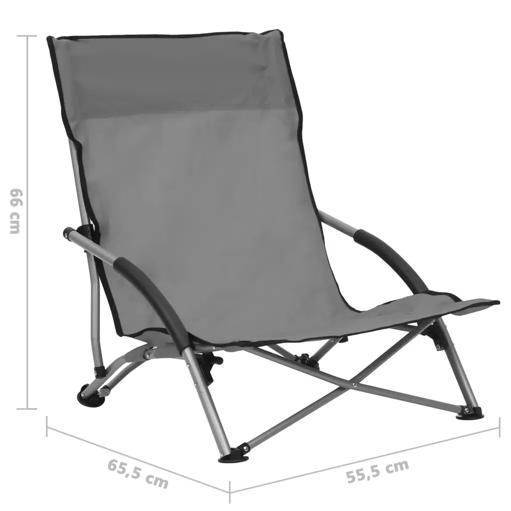 Sedie da Spiaggia Pieghevoli 2 pz in Tessuto Grigio 312491