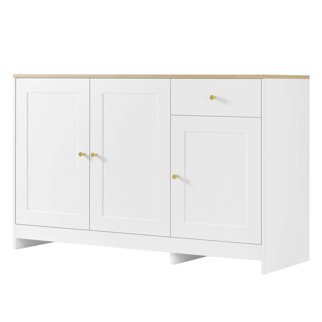 Credenza 3 Ante e 1 Cassetto ¨C Xylo ¨C Bianco e Naturale, 120x40x75 cm