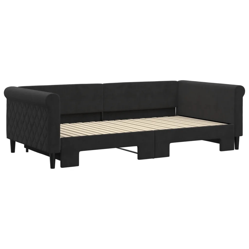 Divano Letto con Letto Estraibile-Sofa Letto-Daybed Nero 100x200 cm in Velluto 389707