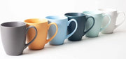 Set di tazze da caffè da 6 in grande - tazze da caffè di ceramica di alta qualità e massiccia, 400 ml di capacità e grande manico, grandi tazze in diverse colori e bellissimo disegno a motivi a pois.