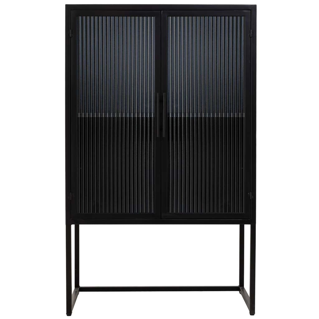 Vetrina in metallo nero con 2 ante cm 65x38,5x105,5h