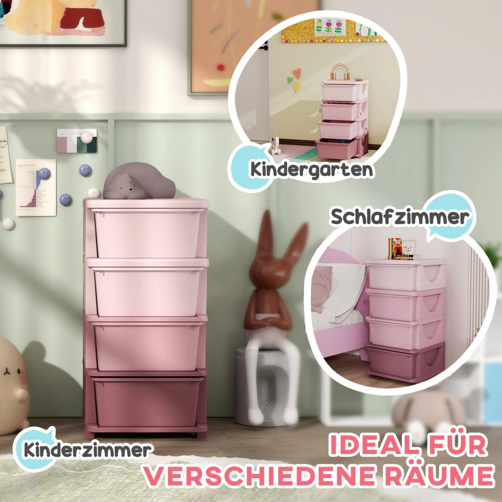 Letto contenitore per bambini con 4 cassetti ¨C zephmum ¨C rosa 37x37x76 cm