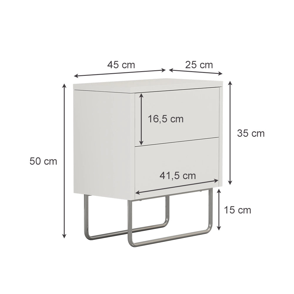 Vicco Comodino camera da letto Bianco 45 x 50 cm