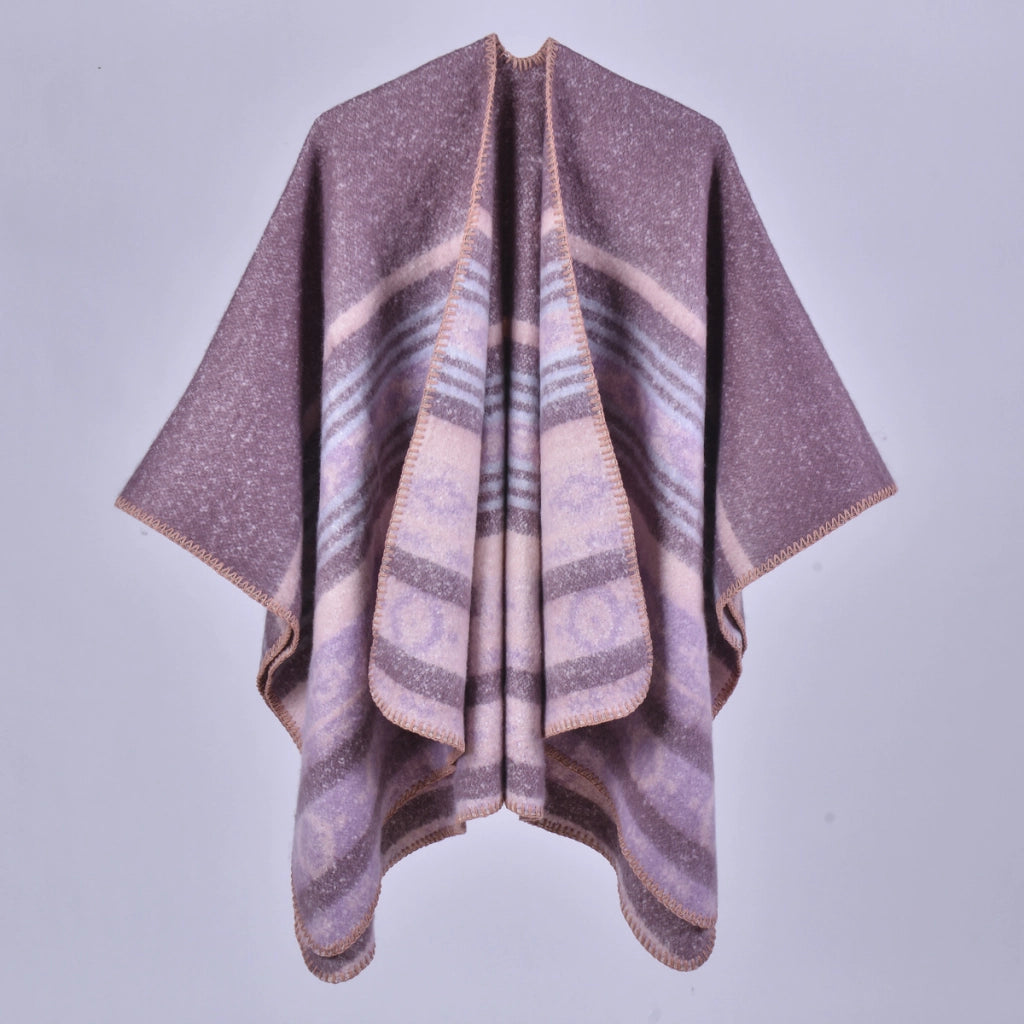 Nuovo cappotto-scialle vintage da donna in cashmere con spacchi, spesso e caldo.