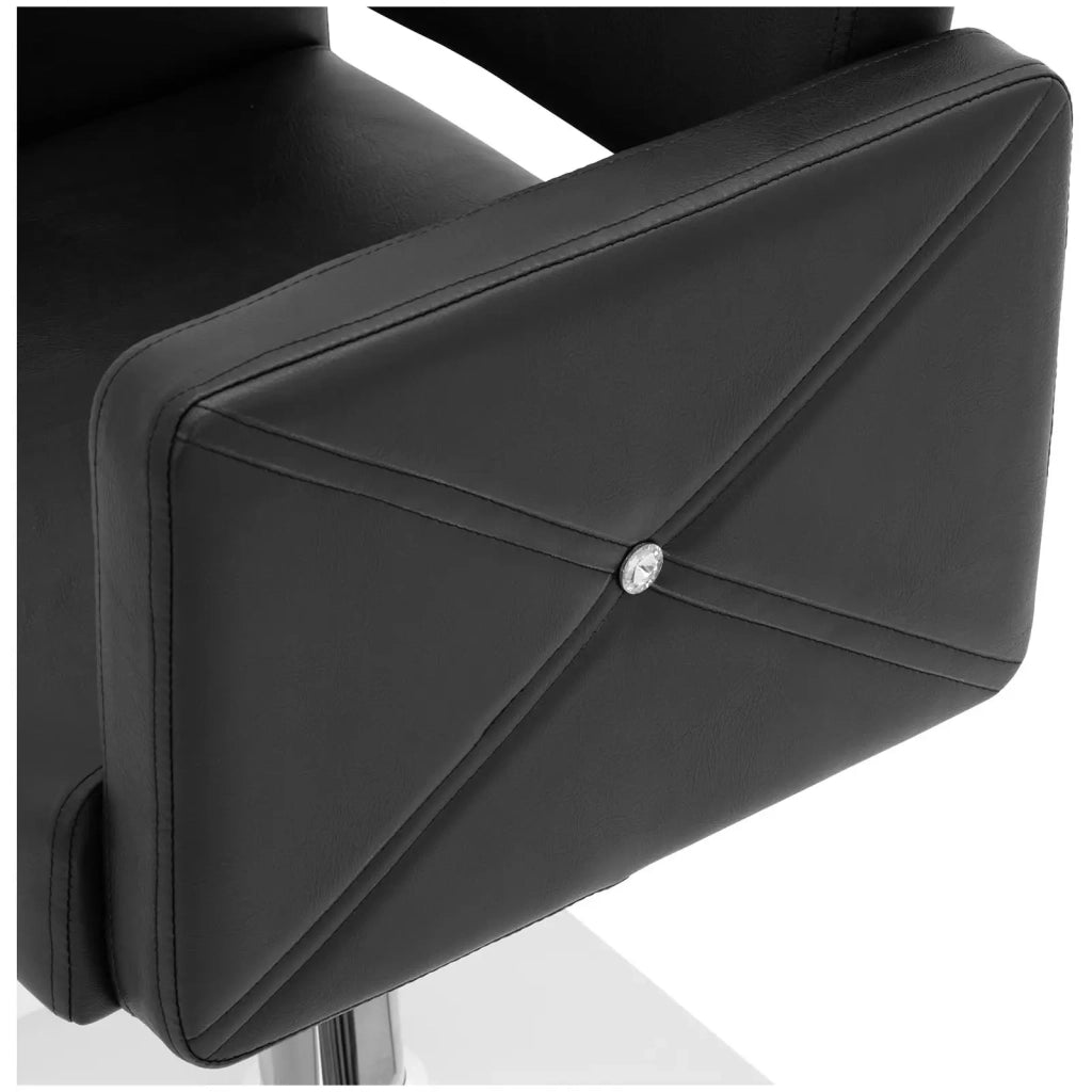 Poltrona da barbiere Carlisle con poggiapiedi altezza seduta 55 cm 150 kg acciaio inox nero compensato PU schiuma nera 14_0008960