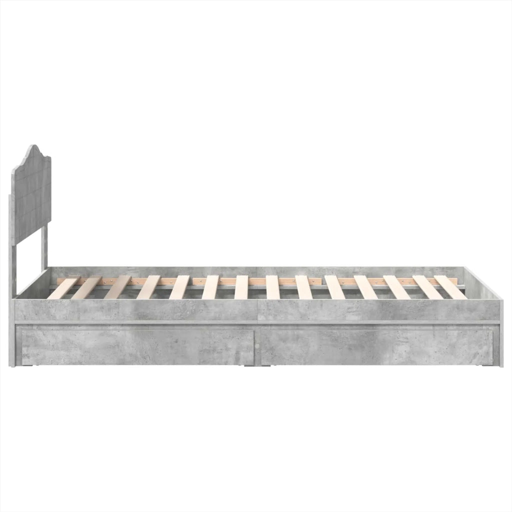 Letto con Contenitore con testiera Grigio cemento 90 x 190 cm