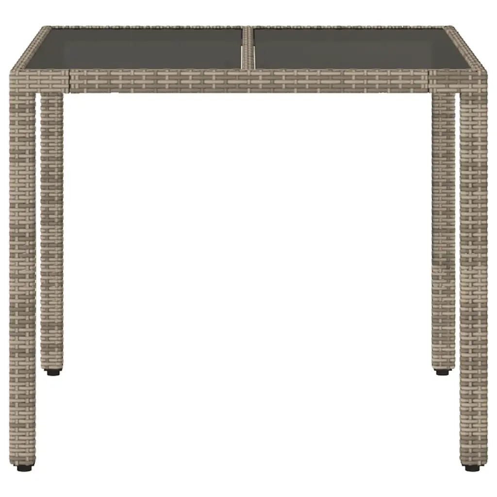 Tavolo da Giardino Piano in Vetro Grigio 90x90x75 cm Polyrattan 365526