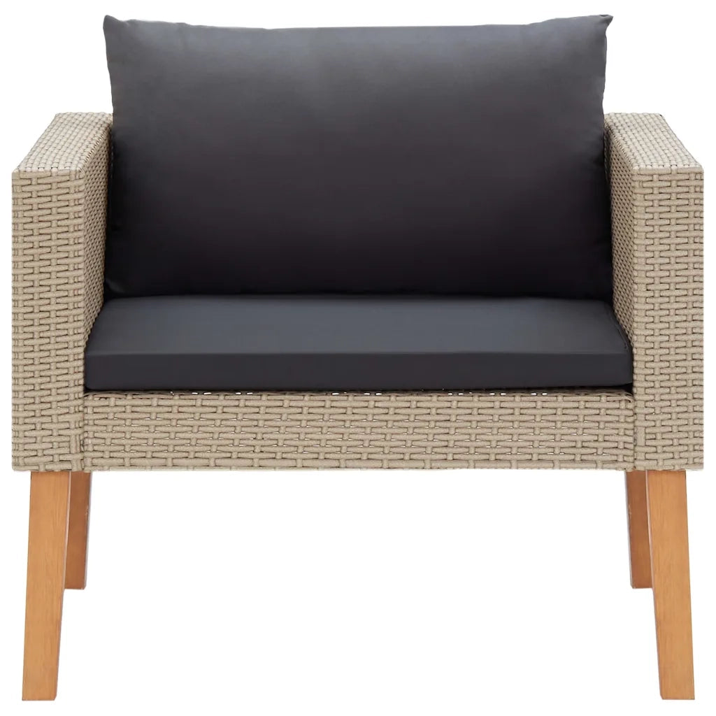 Set Divani da Giardino 4 pz con Cuscini in Polyrattan Beige 3059328