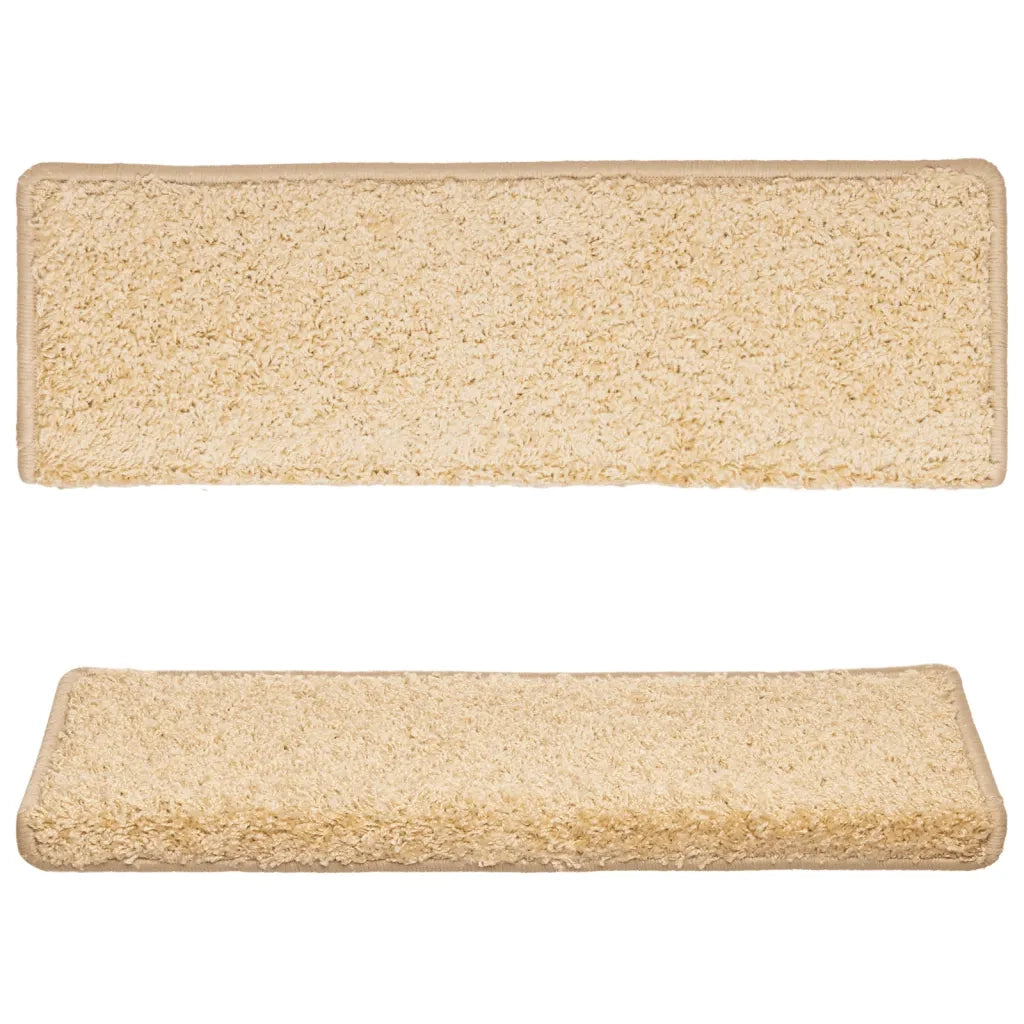 Tappetini per scale 15 pz 65x21x4 cm Crema Bordo rettangolare 134579