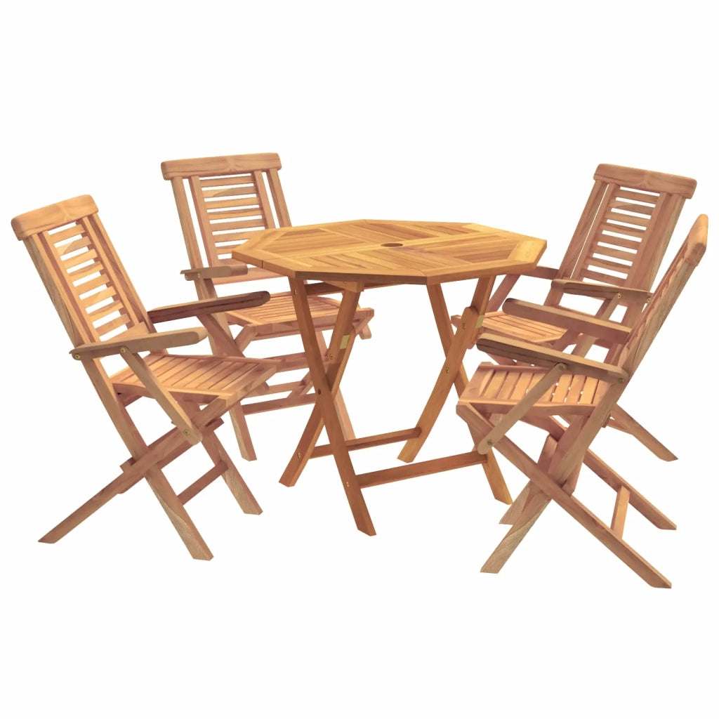 Set bistro da giardino pieghevole da 5 pezzi Naturale 3434112