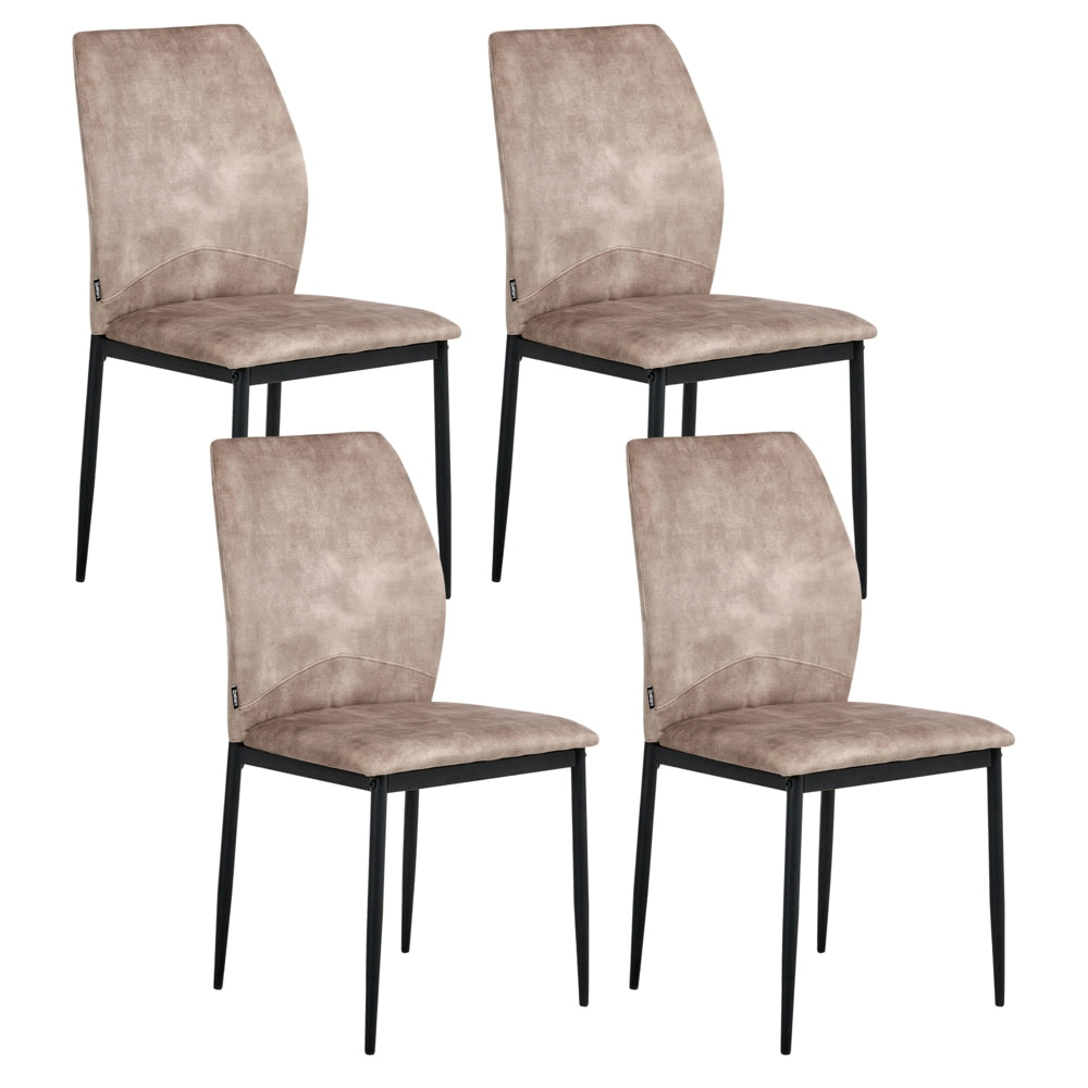 Set di 4 sedie da pranzo Rivestimento in tessuto Seduta imbottita Gambe in ferro tortora