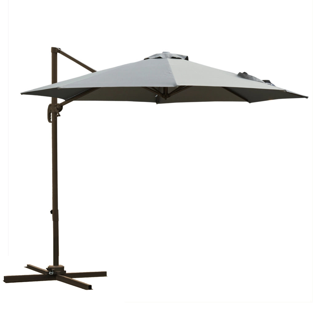Ombrellone da Giardino a Manovella ¨C zephmum ¨C Grigio ?2.95x2.5 m