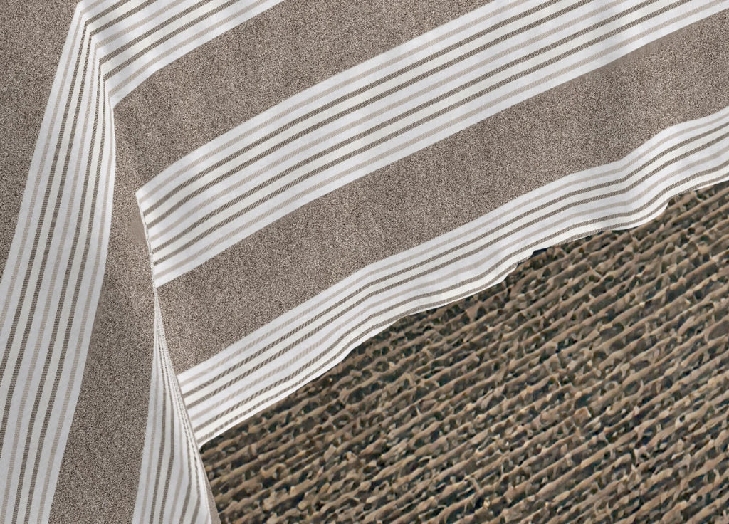 Completo Lenzuola Letto Camera In 100% Cotone Made Italy Vari Disegni RP - Piazza 1-2 - Righine Beige