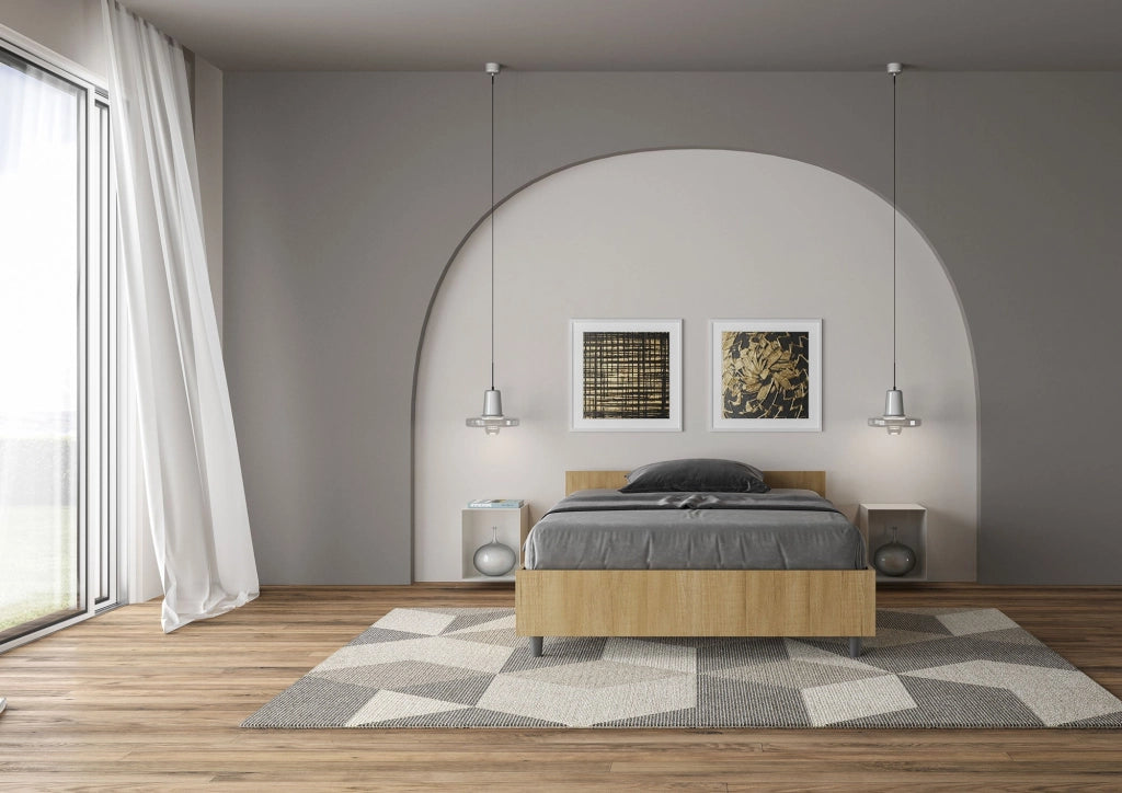 Letto 1 Piazza e Mezzo 120x200 cm con Rete e Contenitore Nuamo Quercia Natura