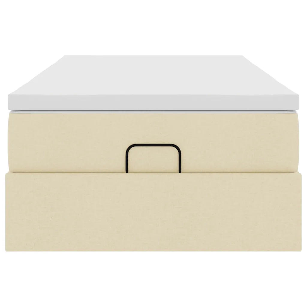 Struttura Letto Pouf con Materasso Crema 90x190 cm in Tessuto 3311076