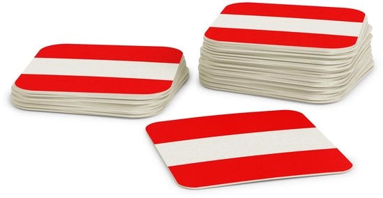 Onderzetters per vetro | Tappeti da birra austriaci (50 pezzi) in cartone, quadrati (9,3 cm x 9,3 cm) | Decorazione da tavola UE con bandiera austriaca