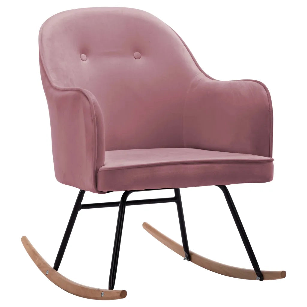 Sedia a Dondolo Rosa in Velluto CFW2659245