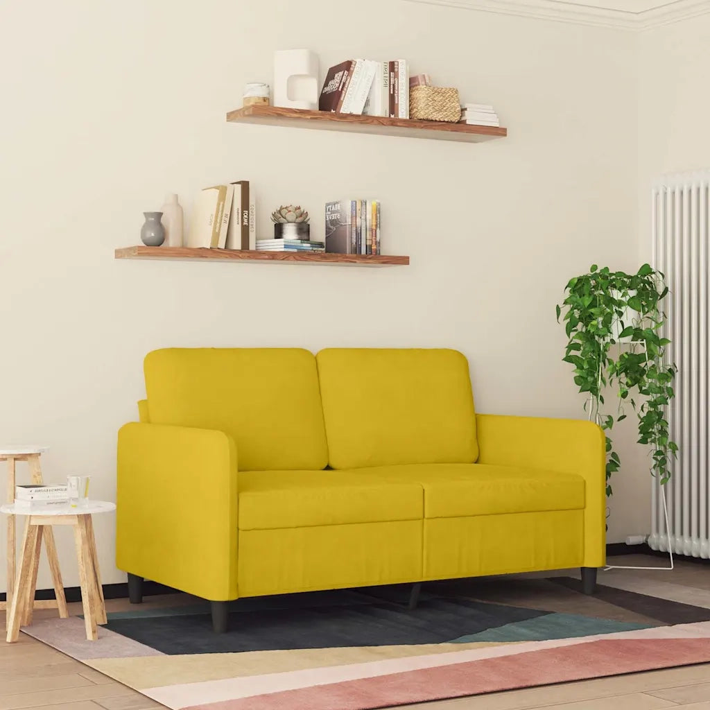 Divano a 2 Posti giallo 120 cm in Velluto
