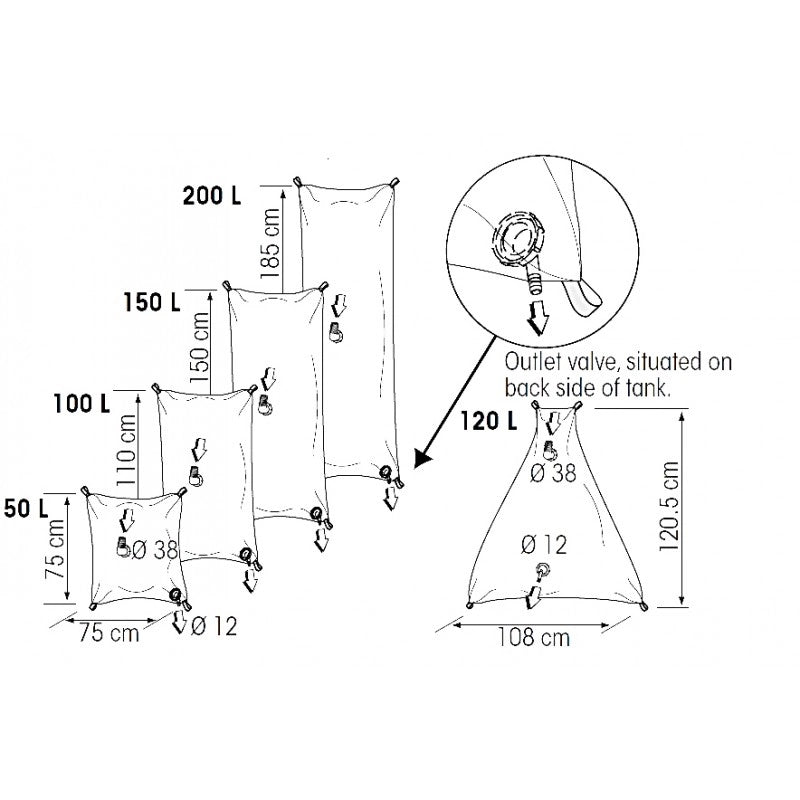 SERBATOIO ACQUA FLESSIBILE LT.50 SPARE CHAMBER LT.200