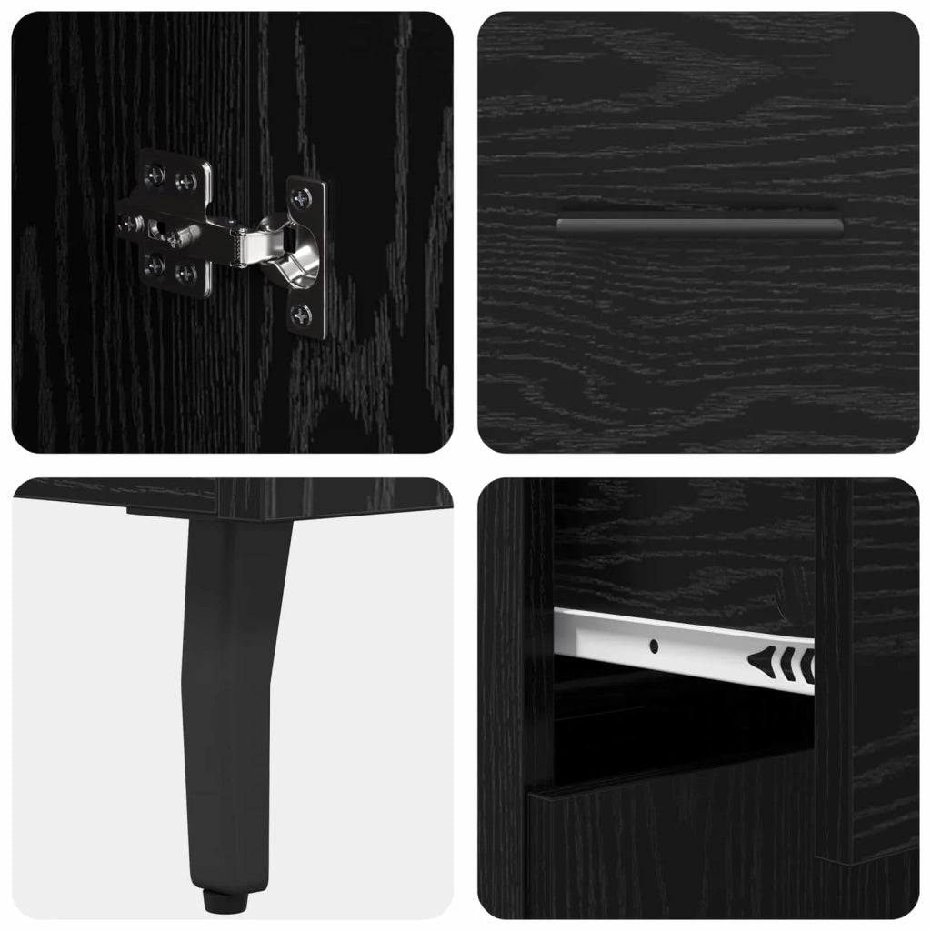 Credenza | Madia | Buffet da pranzo | Armadio da pranzo Rovere Nero 69,5 x 34 x 90 cm Legno multistrato