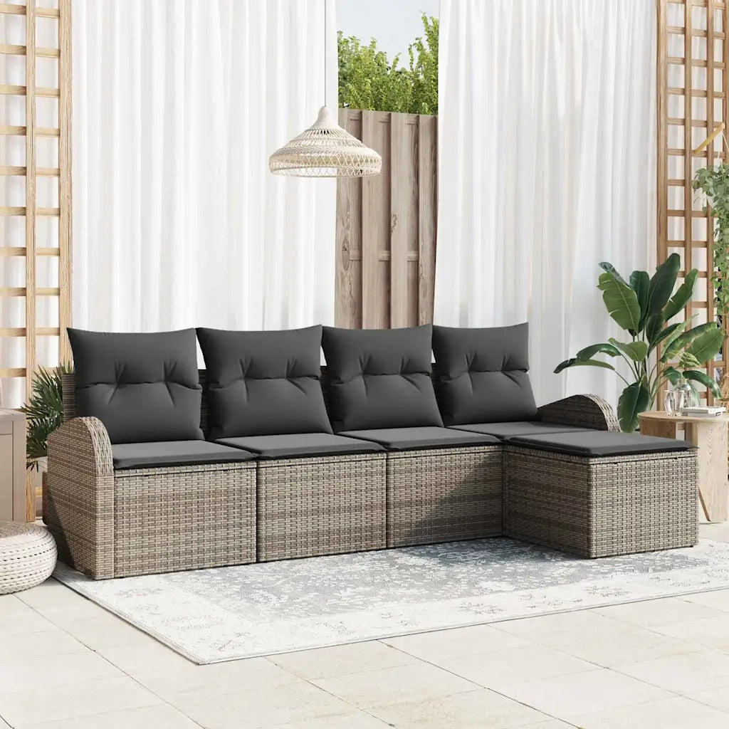 Set Divano da Giardino | Set Salotto da Giardino Grigio polyrattan