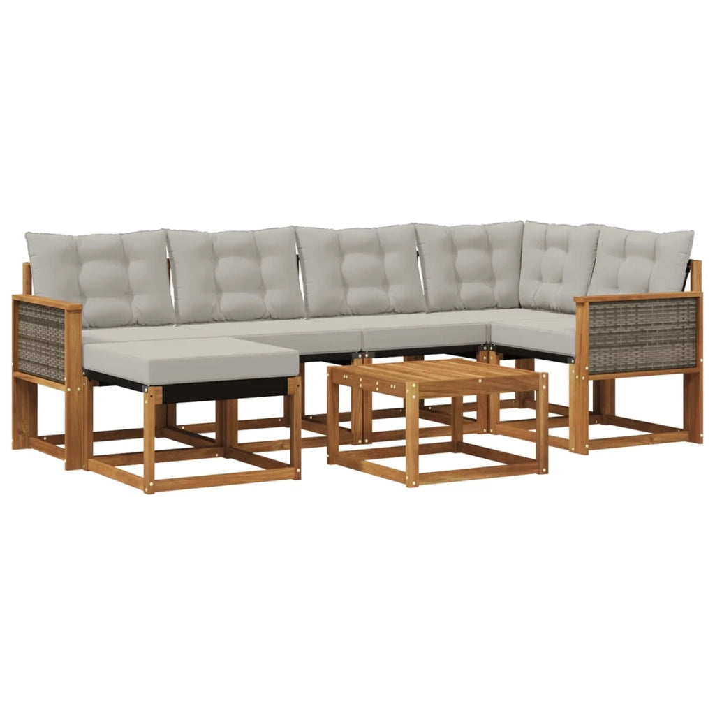 Set di divani da esterno 7 pz Naturale e Grigio Chiaro 3382075