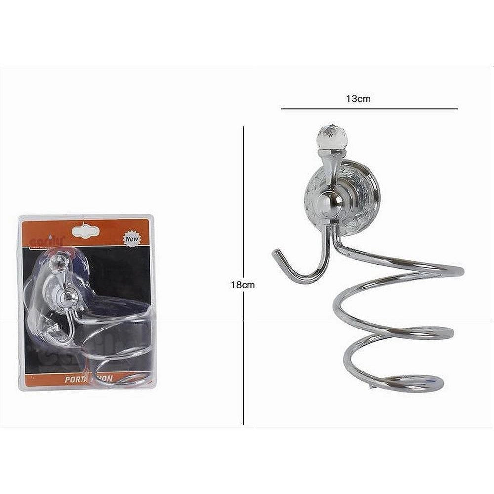 Trade Shop - Porta Phon Asciugacapelli Supporto Montaggio A Parete Arredo Bagno Crystal 52833 -