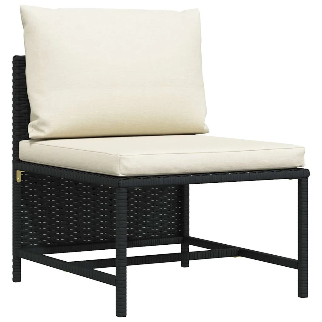 Divano da Giardino a 3 Posti con Cuscini Nero in Polyrattan cod mxl 70674