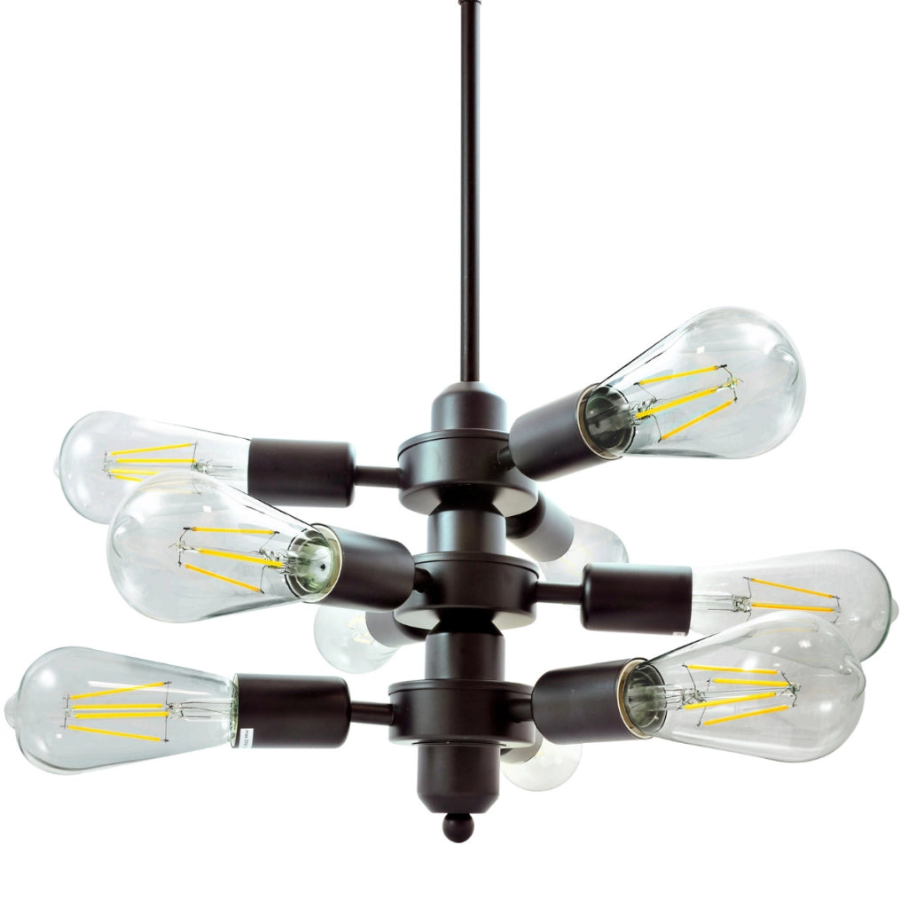 Lampadario Polux Orebro nero metallo 9xE27 Ø25cm IP20
