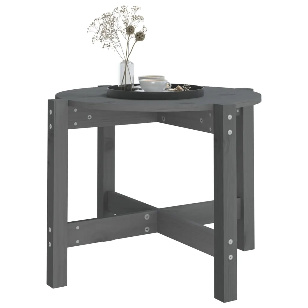 Tavolino da Salotto Grigio Ã˜ 62,5x45 cm Legno Massello di Pino cod mxl 20049
