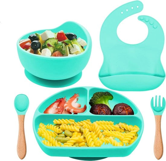 Tavola per Bambini con Comparti - Piatto per Bambini con Cupo di Adesione - Allenamento di Autocucina
