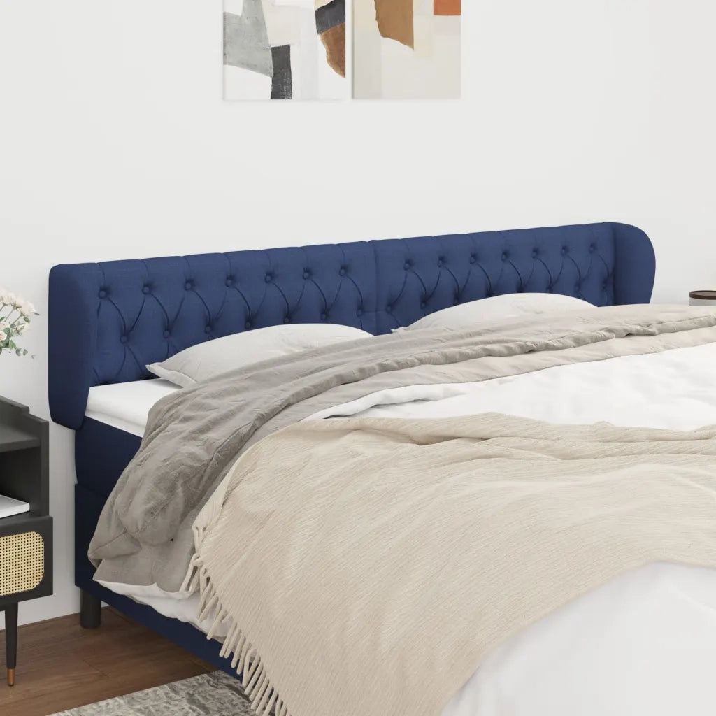 Testiera ad Orecchio-Testata con Orecchie Blu 183x23x78/88 cm in Tessuto 180220