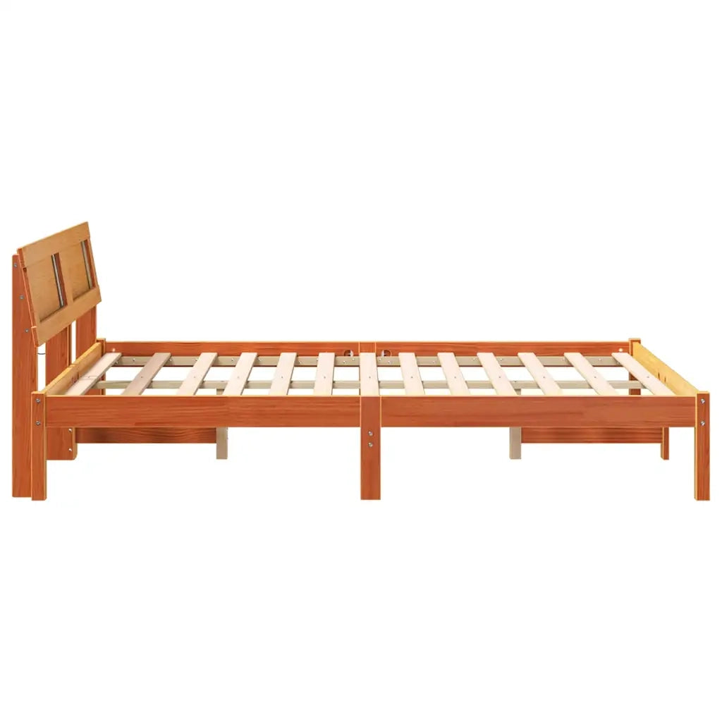 vidaXL Struttura del letto con testiera Cera marrone 135 x 190 cm