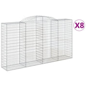 Set di 8 gabbioni ad arco per recinzioni a gabbia e muri di contenimento 300 x 50 x 160/180 cm ferro zincato argento 02_0041197