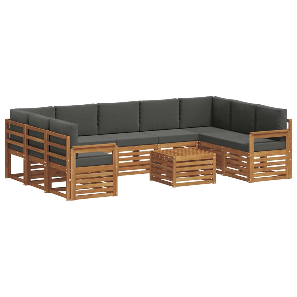Set divani 10 pcs Naturale e Antracite Legno di Acacia Massello 3375507