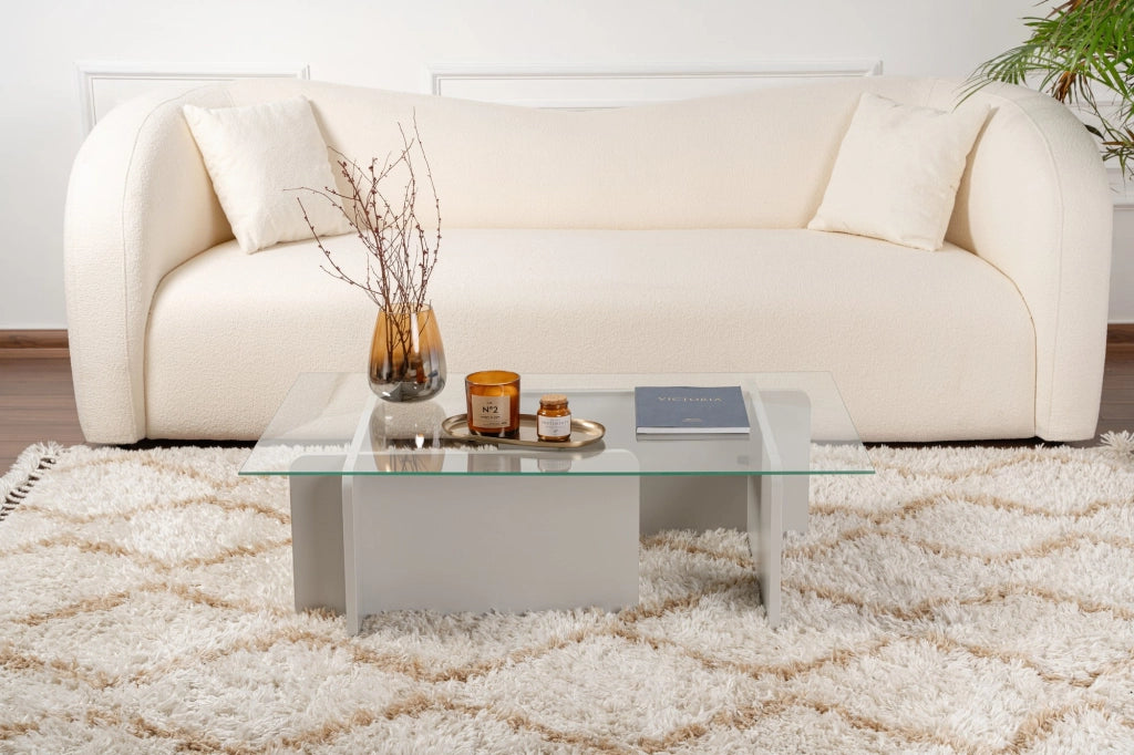 Tavolino in vetro "Flavio" 105 x 65 x 30 cm - Grigio