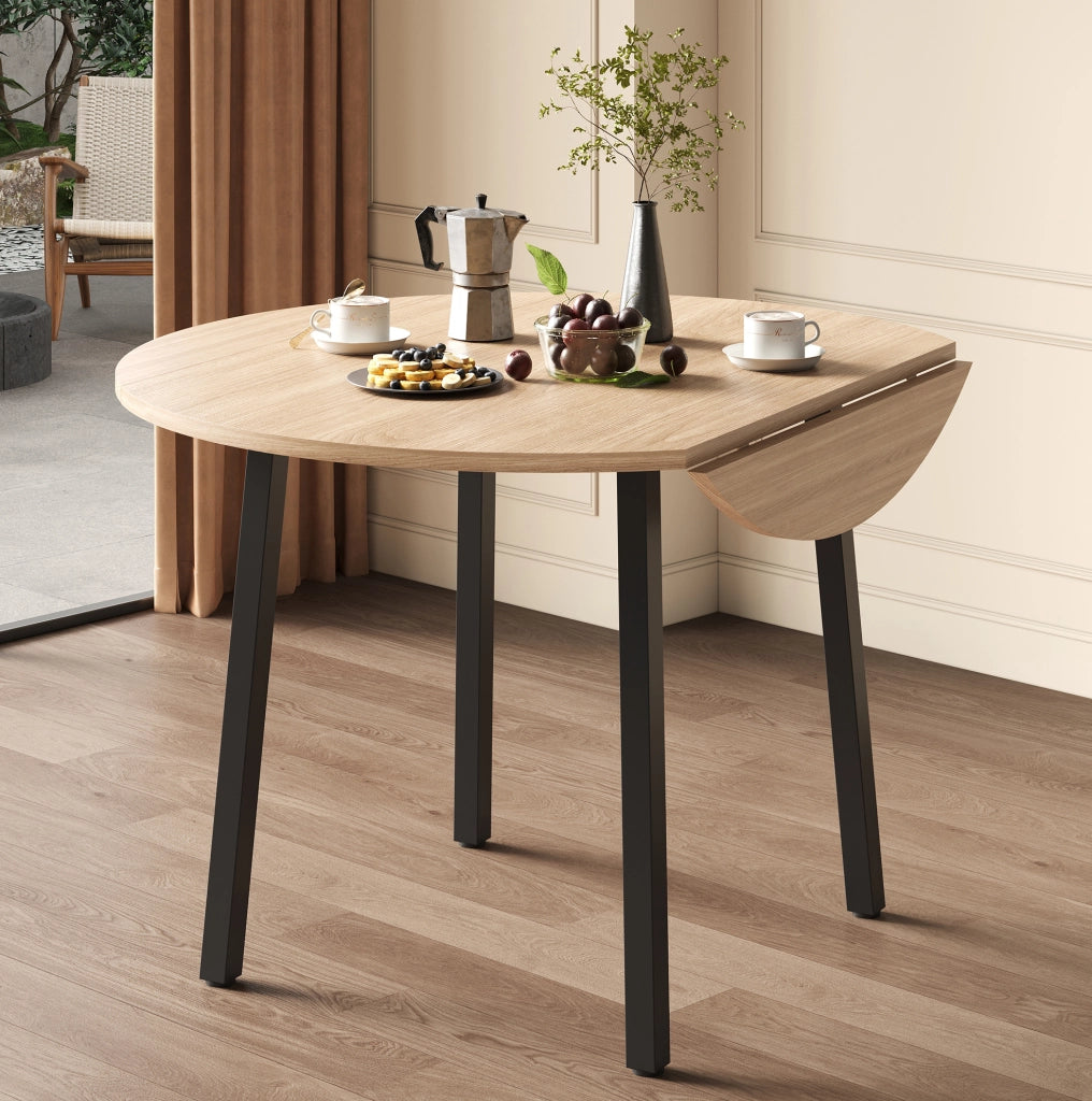 Tavolo da pranzo con piano pieghevole bilaterale in MDF rovere