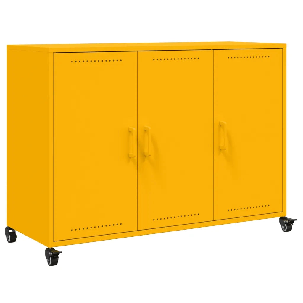 Credenza | Madia | Buffet da pranzo | Armadio da pranzo Giallo Senape 100,5x39x72 cm in Acciaio