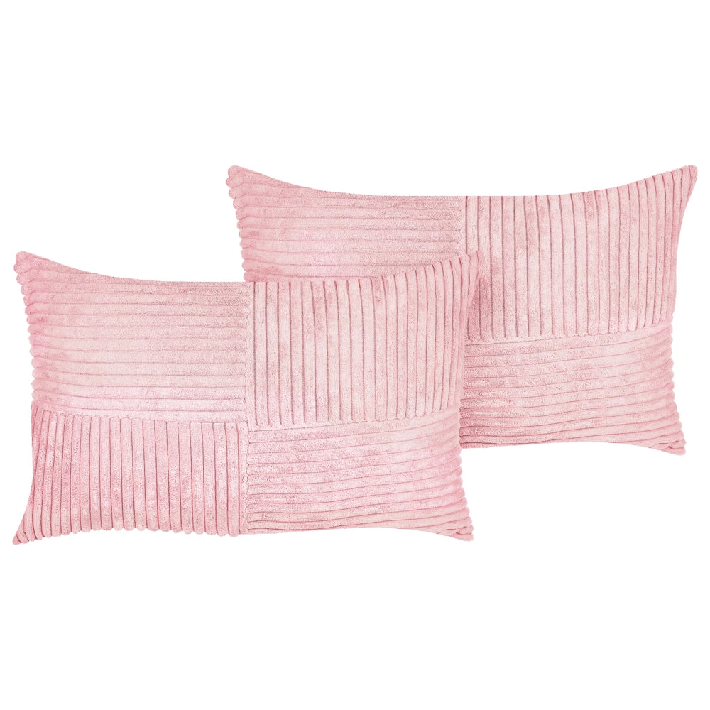 Set di 2 cuscini da lancio Cuscini decorativi in velluto a coste 50 x 30 cm Rosa