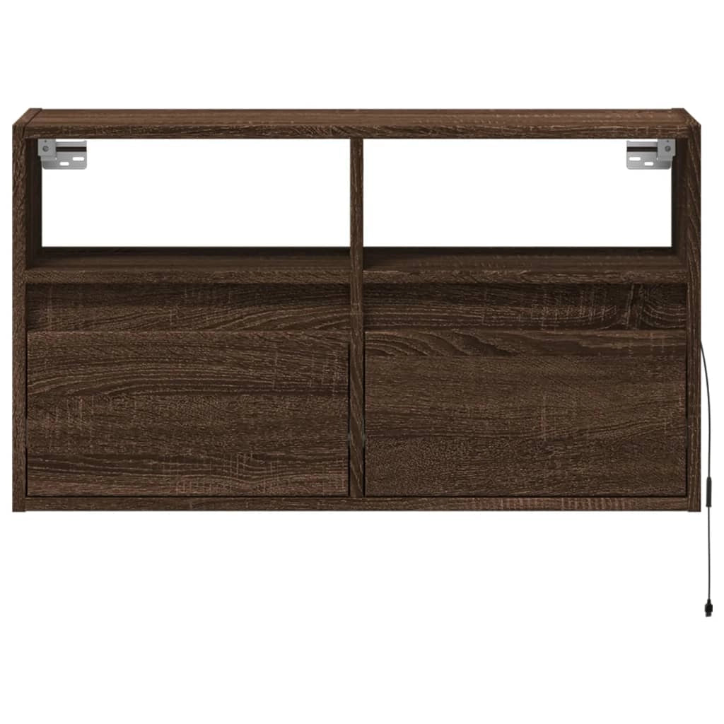 Mobile TV multimediale scaffale TV credenza mobile TV sala da pranzo soggiorno camera da letto mobile da parete con luci LED rovere 80 x 31 x 45 cm marrone 02_0027962