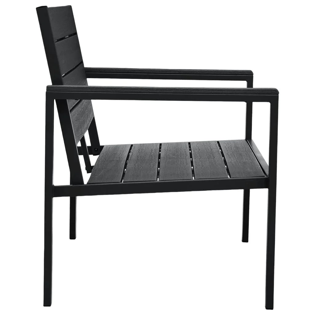 Panca da giardino mobili da esterno terrazza 120 cm HDPE nero effetto legno 02_0011206