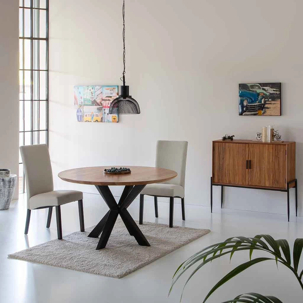 Tavolo da pranzo rotondo in legno di acacia D130x77