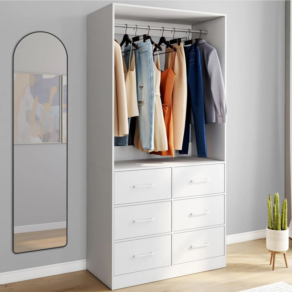 Armadio UPPAH lungo 80 cm con 6 contenitori in tessuto bianco