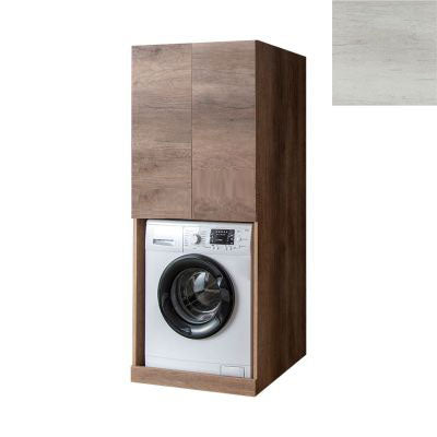 Mobile Lavanderia a Colonna per Lavatrice o Asciugatrice con 2 Ante Installabili Sopra o Sotto 70x70x174A cm in