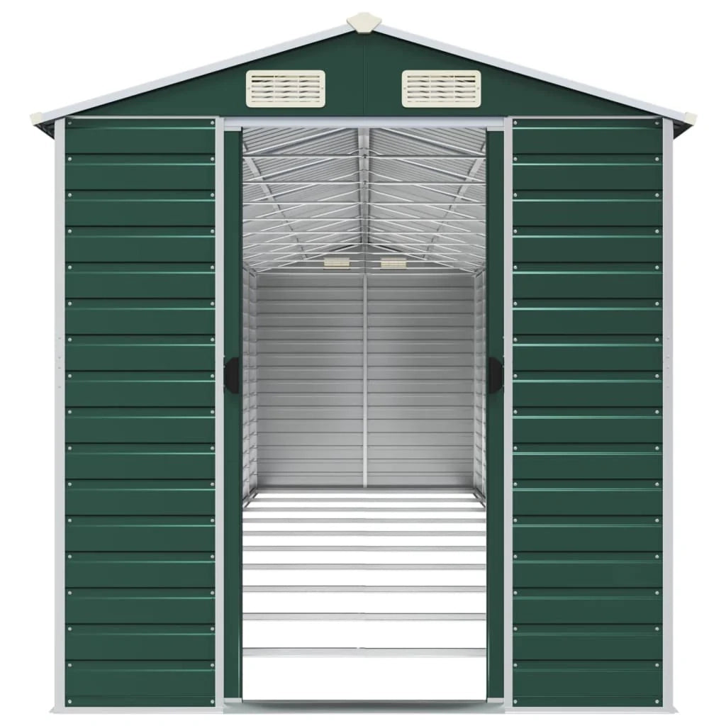 Casetta da giardino cabina ripostiglio casetta da esterno robusta casetta per attrezzi 191 x 895 x 198 cm acciaio zincato verde 02_0022356
