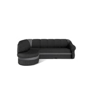 Divano angolare sinistro convertibile BENANA 250 cm grigio scuro e nero con contenitore