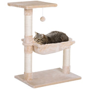 Torre per Gatti con Amaca e Pallina ¨C zephmum ¨C Legno e Peluche Beige 50x36x70