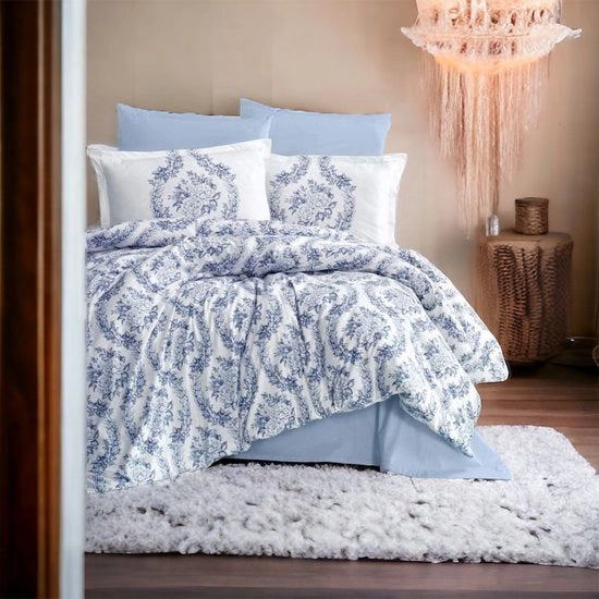 Set di coperte da letto in cotone 100% 200x220 cm con disegno barocco a righe grigie e bianche, con cerniera a zip, set di 3 coperte da letto soffice con 2 cuscini in cotone 80x80 cm.